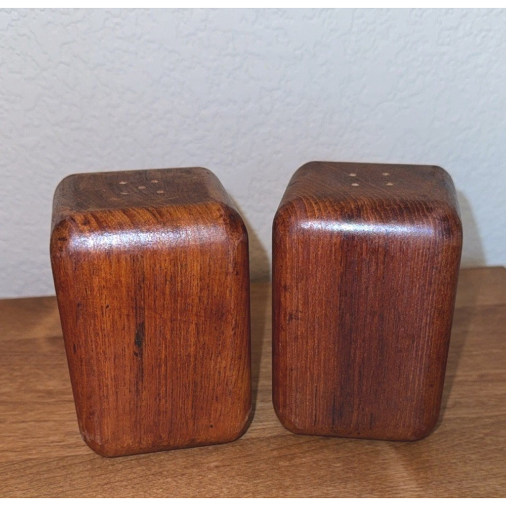Vintage MCM Teak Wood Salt & Pepper Shakers Mid Century Modern 4” Never Used